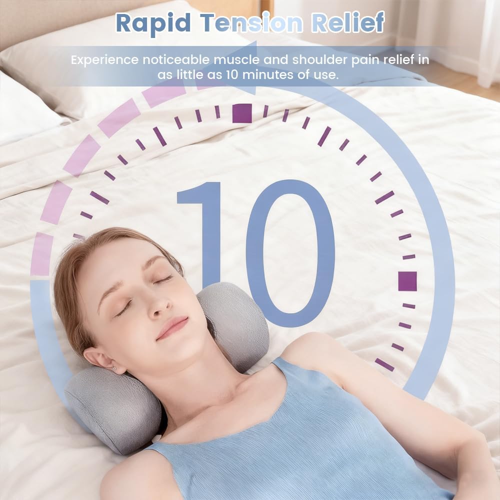 Neck Roll Pillow for Pain Relief, Cervical Memory Foam Pillow with Contour Support and Breathable Case, Portable Neck Stretcher Device for Home, Office, Travel and Relaxation