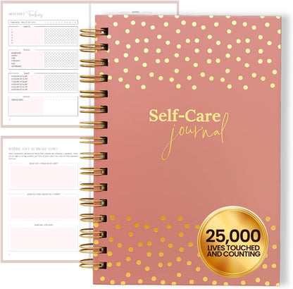 Daily Self Care Journal for Women - A5, Wellness Journal with Prompts - Goal Journal for Happiness,Mindfulness,Productivity & Personal Development - Reduce Stress & Improve Mental Health - Pink | Guided 90-Day Daily & Weekly, Undated Reflection Planner,