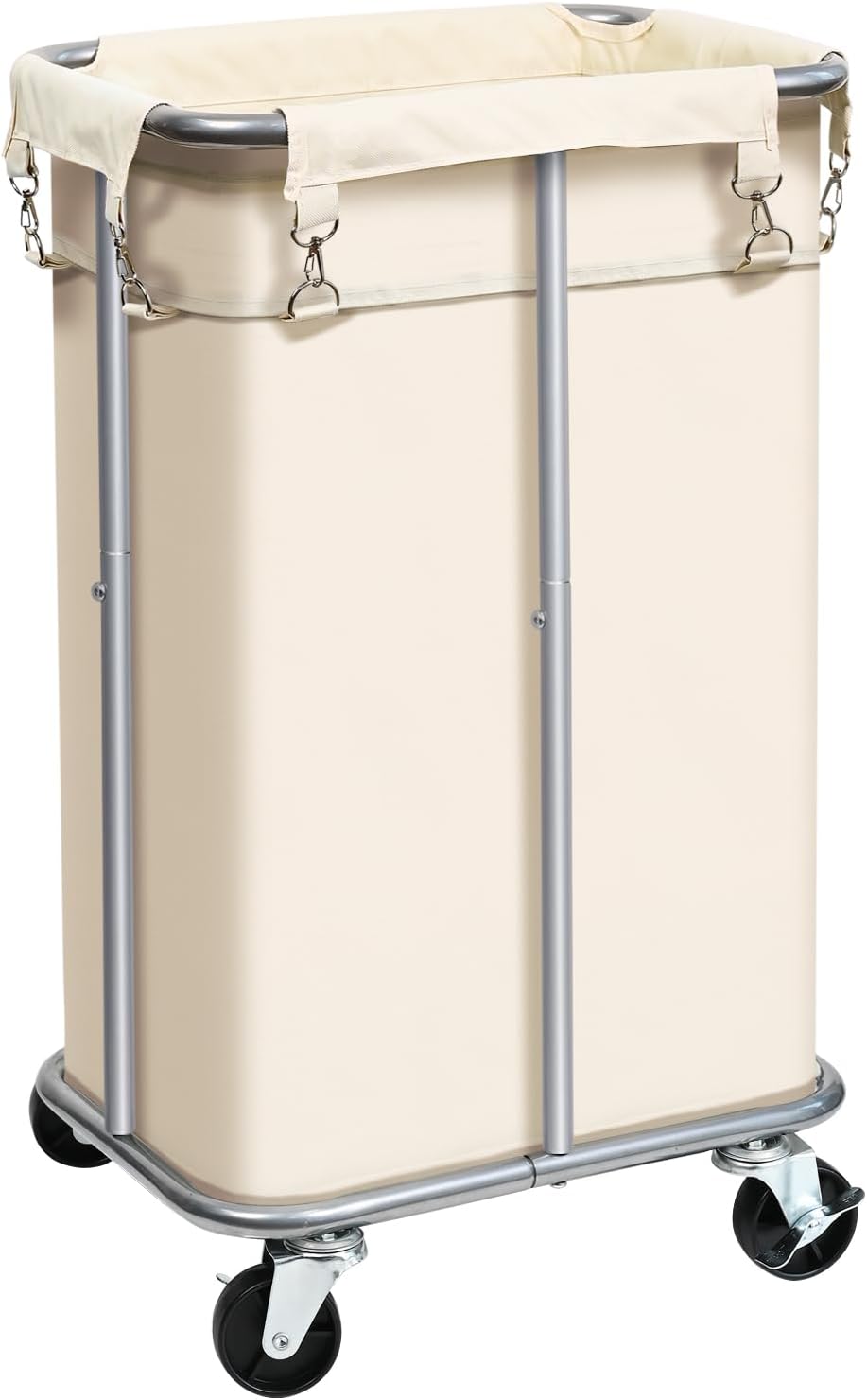 100L Rolling Laundry Hamper Basket with Wheels for Bedroom, Grey | Laundry Sorter Cart with Removable Bag, Tall Narrow Slim Clothes Organizer, Sturdy Metal Frame, Dorm Space Saving