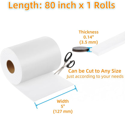 Felt Strips with Adhesive Backing Heavy Duty Cuttable Felt Tape Roll Furniture Pads for Chair Legs - Protecting Hardwood Floors, Chair Wall Protector (Black, 80 x 0.5 x 0.14 Inch)