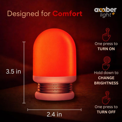 Amber Light + Pebble - Rechargeable Sleep Lamp, Blue Light Free Night Lamp for Bedtime Reading, 1000mAh Battery, Melatonin-Friendly Ambient Glow, 3.5 Inch (Amber)