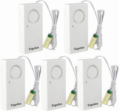 Water Leak Detector for Home, 120dB, 37.8 Inches Cable, 5 Packs | Sensor Alarm for Under Sink, Sump Pump, RV, Kitchen, Basement Water Heater, Apartment Management, Powered by 9V Battery