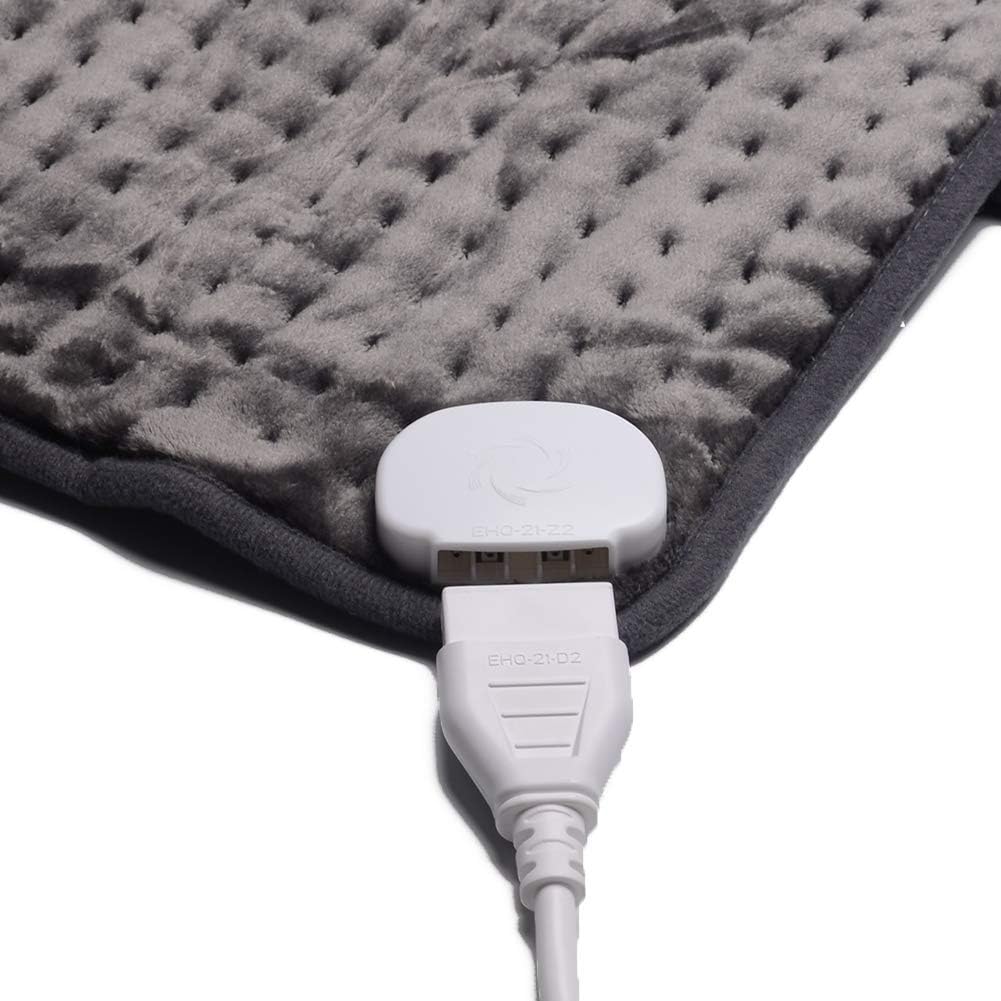 Ambershine 19''x24'' Weighted Neck & Shoulder Heating Pad, 2.5lbs with 12 Temperature Settings& 4 Auto-Off Timers, Pain Relief for Neck/Shoulder/Back(Gray&Blue)