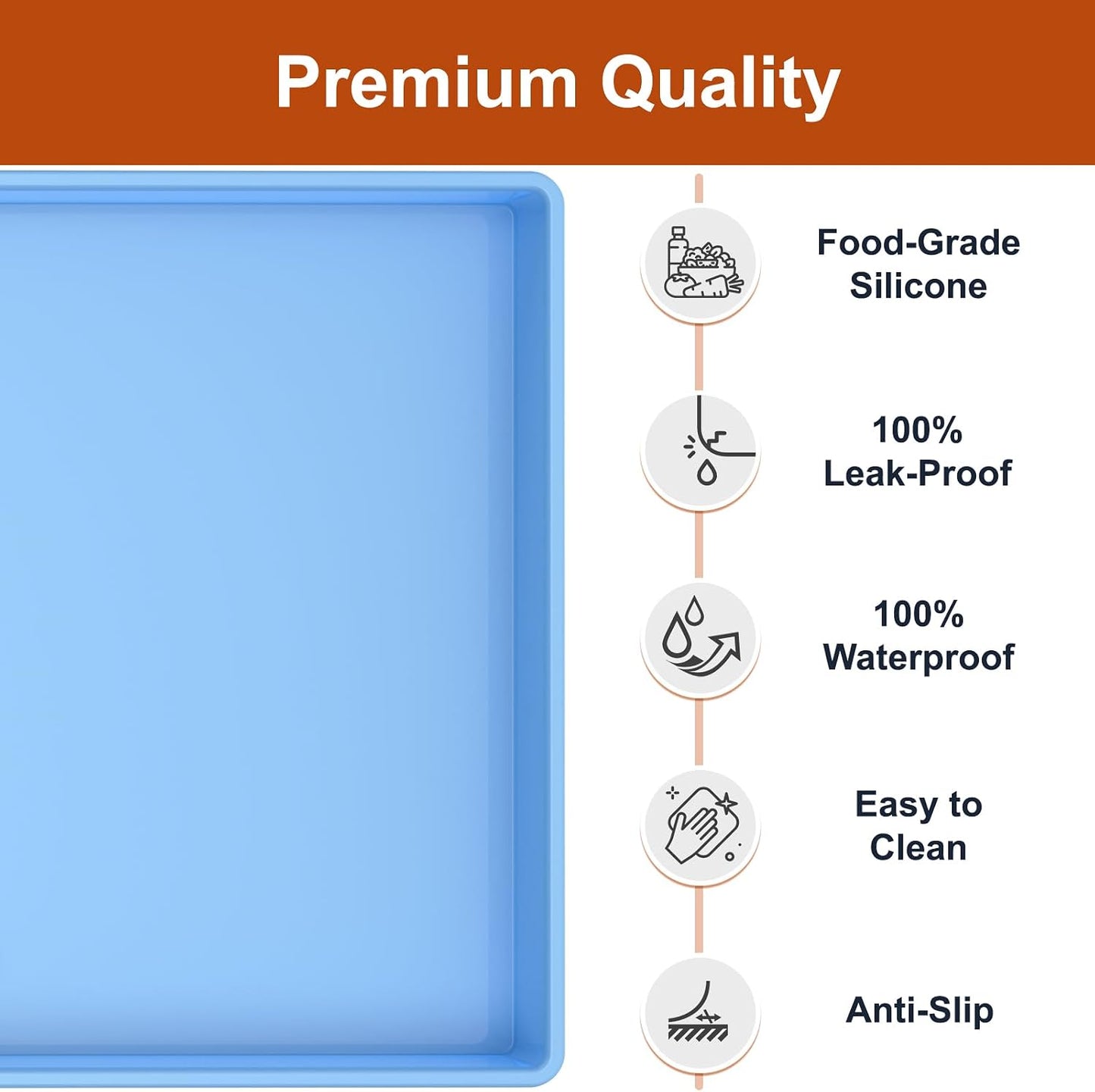34" x 22" Extra Thick Silicone Mat Waterproof with Raised Edge, | Under Sink Mat for Kitchen & Bathroom, Kitchen Cabinet Liner, Multi-Purpose for Storage & Protection