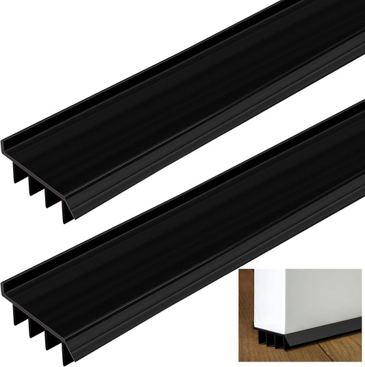 2 Pcs 3 Feet Brown Vinyl Door Bottom Adjustable Weatherstrip Door Bottom with Drip Cap Weatherproof Under Doors Seal for Gaps from 1/4'' to 9/16'' for 1 3/4'' to 2'' Thick Doors