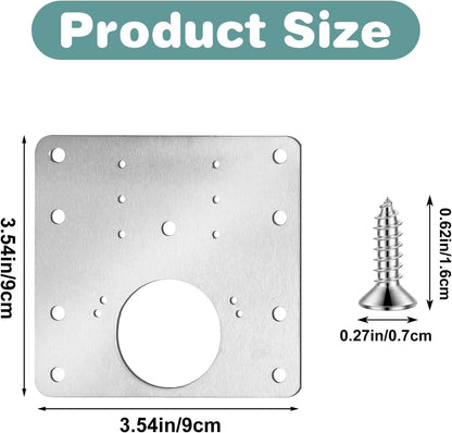4Pcs Cabinet Door Repair Plate Kit Cabinet Hinge Repair Plate Kit | 24 Screws, Stainless Steel, Durable, Upgraded, For Wooden, Kitchen, Cupboard Door, Locker, Furniture