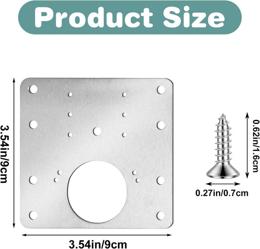 4Pcs Cabinet Door Repair Plate Kit Cabinet Hinge Repair Plate Kit | 24 Screws, Stainless Steel, Durable, Upgraded, For Wooden, Kitchen, Cupboard Door, Locker, Furniture