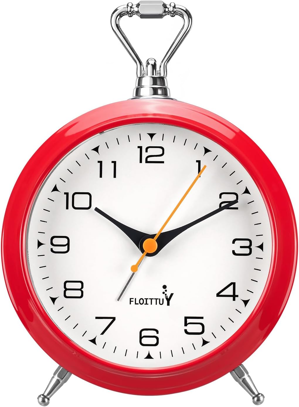 FLOITTUY 4.5" Battery Operated Antique Retro Analog Metal Alarm Clock, Silent Bedside Desk Clock, Wall-Hanging Vintage Clock(Exquisite Bronze)