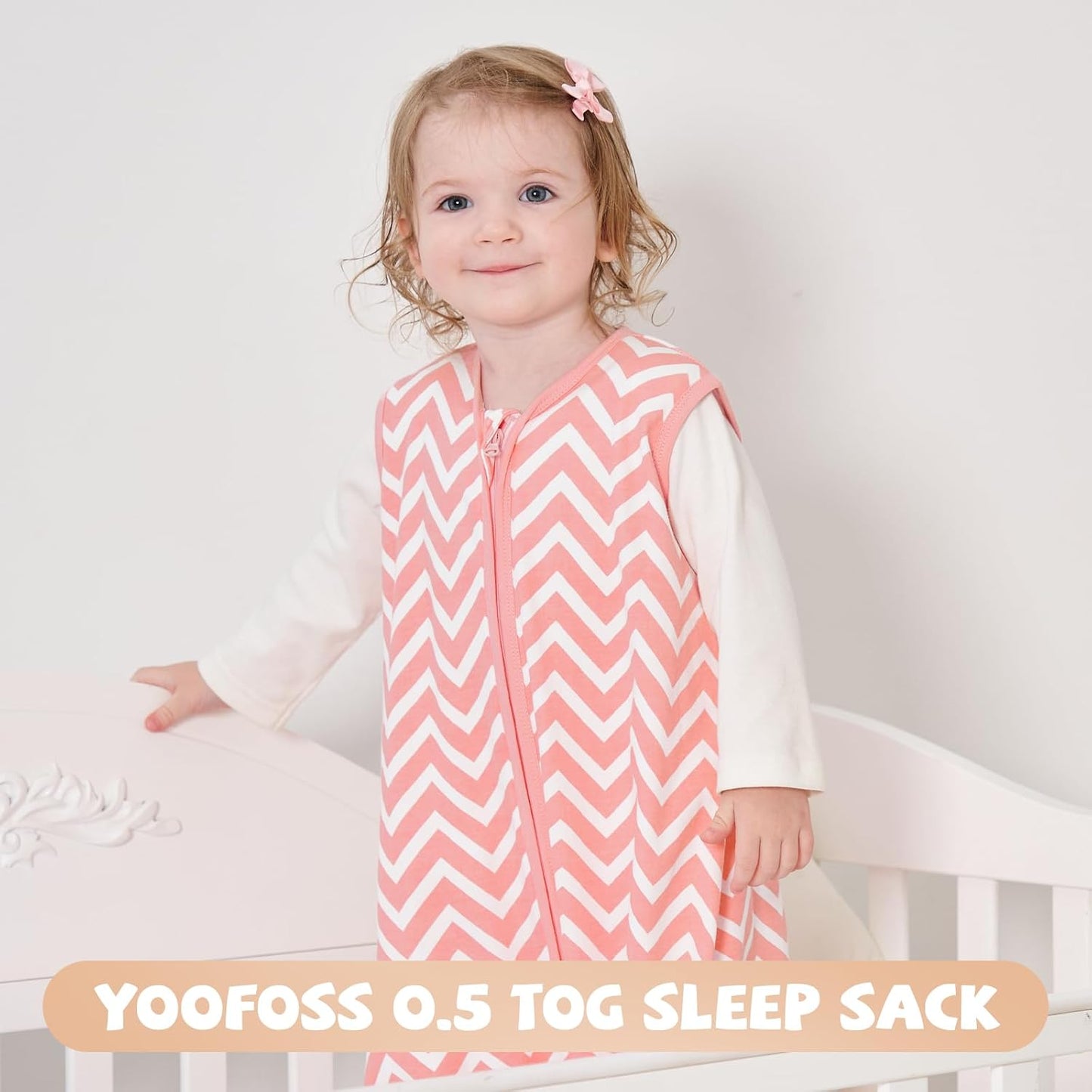 Yoofoss Baby Sleep Sack 0-6 Months Wearable Blanket for Babies 100% Organic Cotton 2-Way Zipper TOG 0.5 Toddler Sleeping Sack 3 Pack, Sleep Sacks