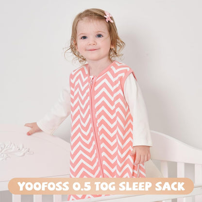Yoofoss Baby Sleep Sack 0-6 Months Wearable Blanket for Babies 100% Organic Cotton 2-Way Zipper TOG 0.5 Toddler Sleeping Sack 3 Pack, Sleep Sacks
