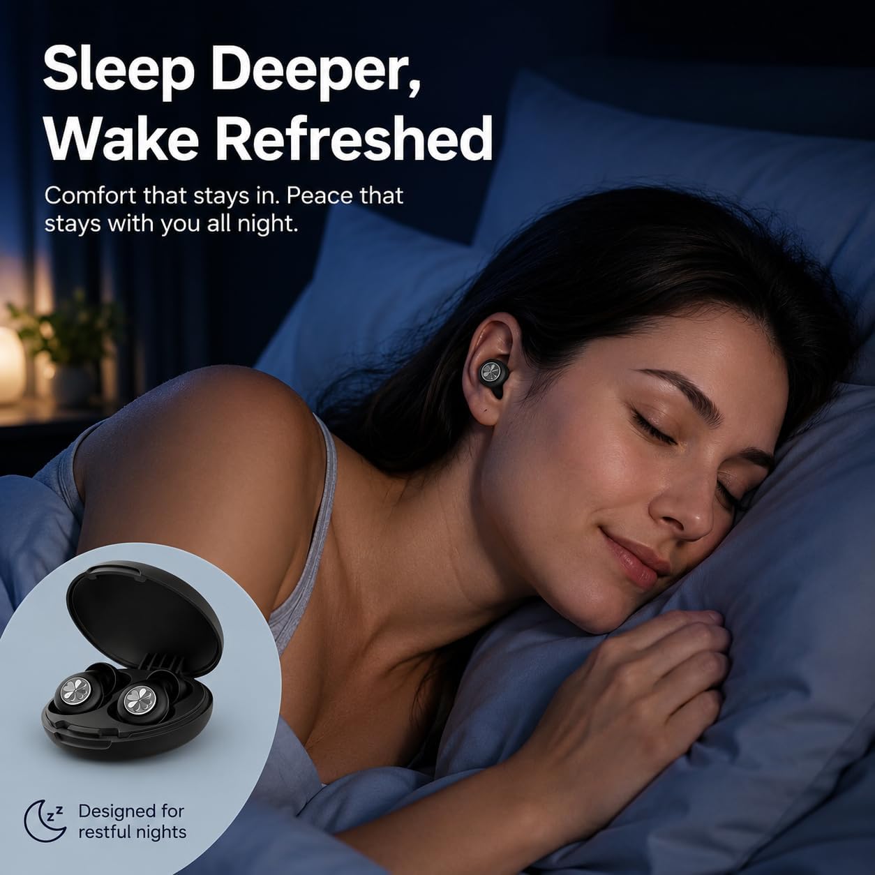 HEKKE 45dB Ear Plugs for Sleeping, Soft Silicone for Side Sleepers, 4 Sizes | Reusable soft silicone with XS/S/M/L sizes for side sleepers, concerts, flights and hotels; carrying case included.