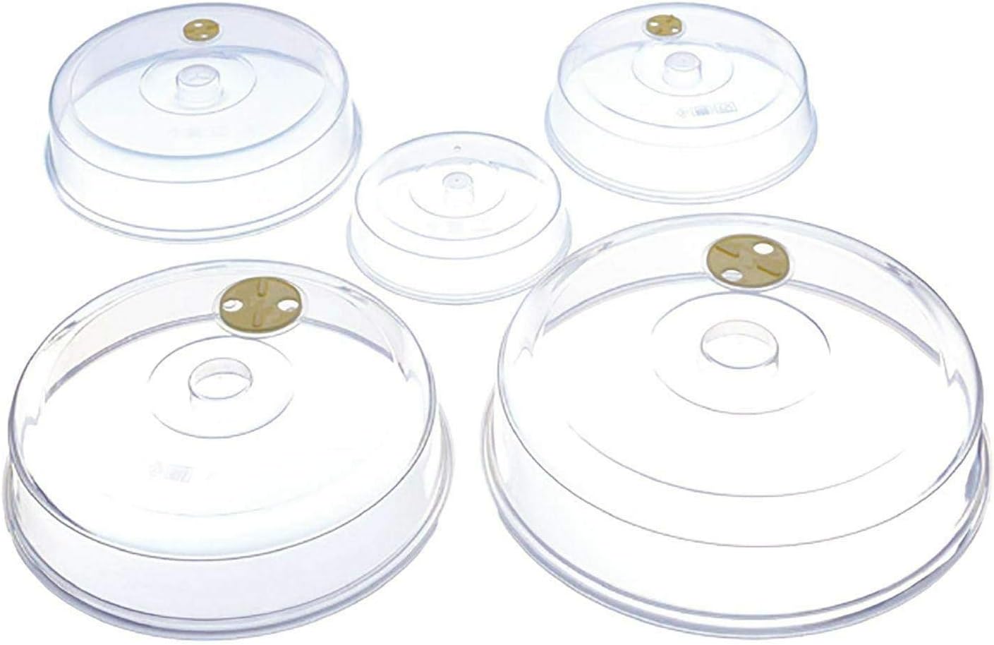 5 Pack Microwave Plate Covers with Adjustable Steam Vents - Microwave Splatter Covers - Mixed Sizes for Large & Small Food Plates Bowls BPA Free