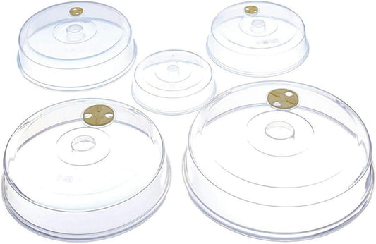 5 Pack Microwave Plate Covers with Adjustable Steam Vents - Microwave Splatter Covers - Mixed Sizes for Large & Small Food Plates Bowls BPA Free