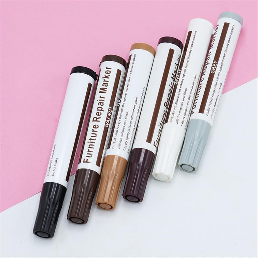 Furniture Pens for Touching Up, Wood Scratch Repair Markers, Professional Repair Tool for Scratches, Wood Floors, Tables (Dark Brown)
