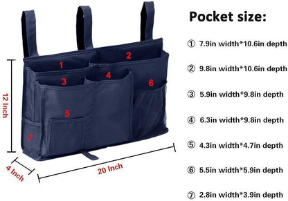 Sugaroom Bedside Storage Caddy, Bunk Bed Organizer Bed Storage Pocket Bedside Organizer Hanging Bed Storage Caddy for College Dorm Room, Hospital Bed Rails, Baby Bed, Camp