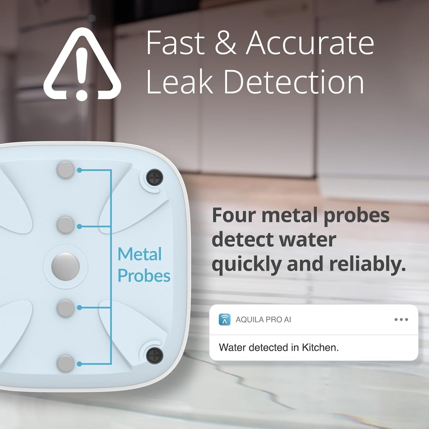 D-Link Next-Gen WiFi Water Leak Detector Starter Kit with 2 sensors—Loud 100 dB Sound Alarm—App Alert—LED Strobe Light—No Hub Required—Works with Google—1000ft Ultra-Long Range—Expandable (SW-A11KT)