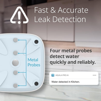 D-Link Next-Gen WiFi Water Leak Detector Starter Kit with 2 sensors—Loud 100 dB Sound Alarm—App Alert—LED Strobe Light—No Hub Required—Works with Google—1000ft Ultra-Long Range—Expandable (SW-A11KT)