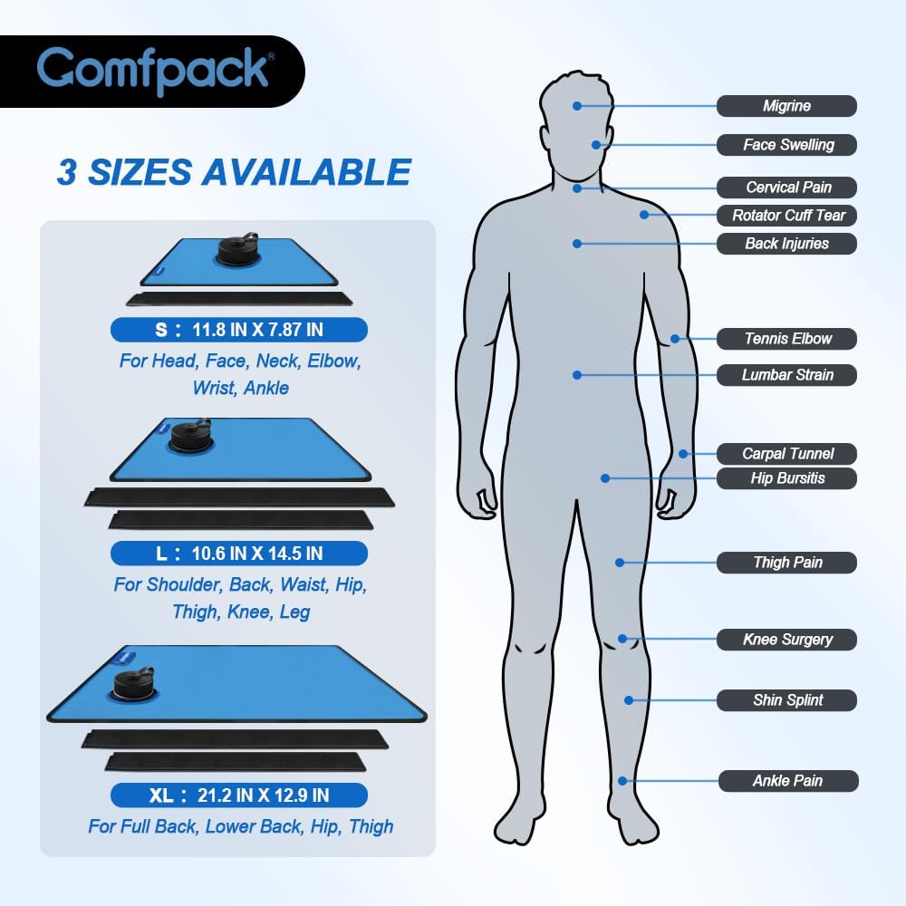 XL Ice Pack for Injuries Reusable, 21.7 x 13 Flexible Hot Cold Pack with 3 Straps for Maximum Back and Full Body, Adjustable Cold Pack Wrap for Swelling, Bruises, Muscle Pain, Inflammation