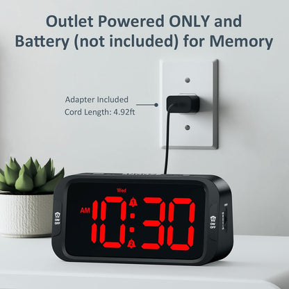 Odokee Digital Dual Alarm Clock for Bedroom with 0-100% Dimmable Display