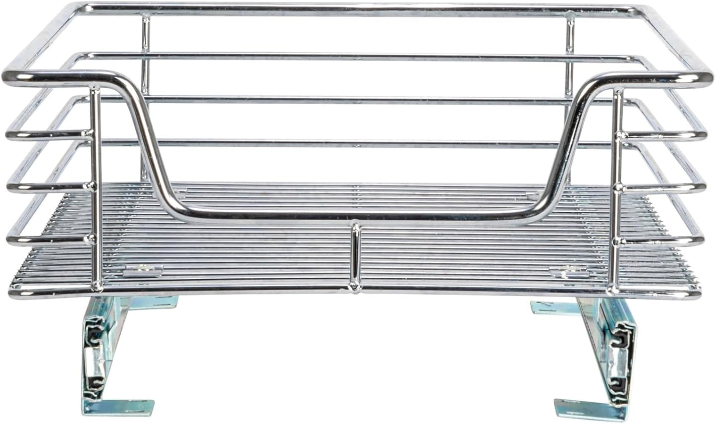 Household Essentials Glidez Multipurpose Chrome-Plated Steel Pull-Out/Slide-Out Storage Organizer for Cookware and Bakeware - 2-Tier Design - Fits Standard Size Cabinet or Shelf, Chrome