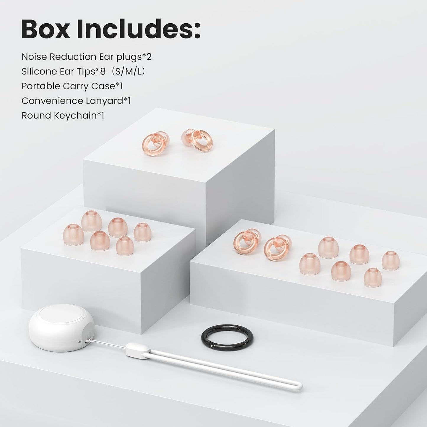 JUSTRVN Ear Plugs for Concert, 2 Pairs of Noise Reduction Earplugs 25dB-30dB with 8 Ear Tips&Carry case,Reusable Hearing Protection earplugs for Sleep,Social,Work,Focus&Noise Sensitivity