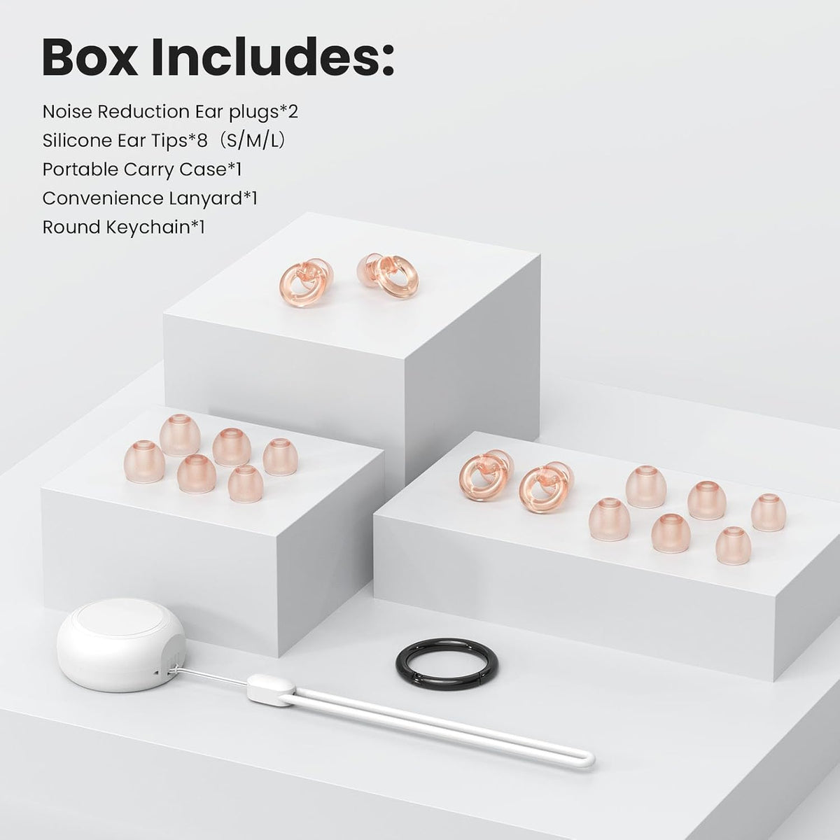 JUSTRVN Ear Plugs for Concert, 2 Pairs of Noise Reduction Earplugs 25dB-30dB with 8 Ear Tips&Carry case,Reusable Hearing Protection earplugs for Sleep,Social,Work,Focus&Noise Sensitivity
