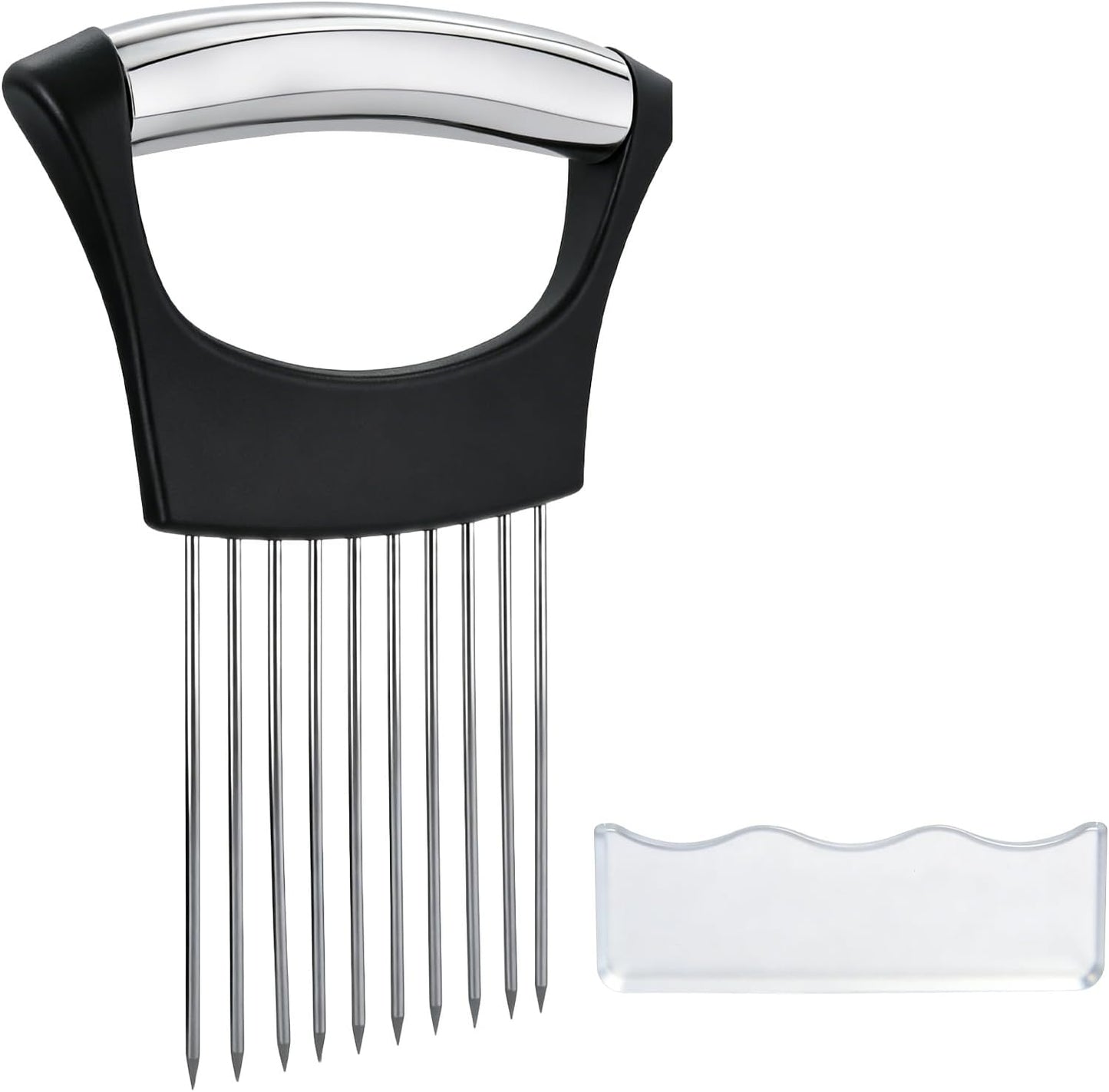 Onion Slicer Holder with Protective Case | Stainless Steel Onion Cutter Tool for Kitchen, Lemon, Potato, Tomato, Avocado, Vegetable & Fruit Slicing Assistant