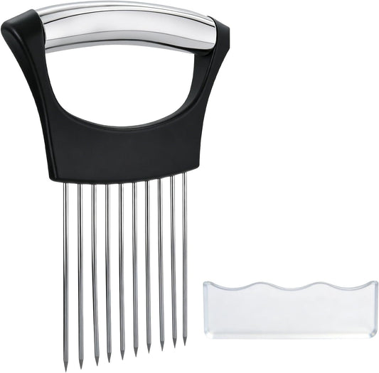 Onion Slicer Holder with Protective Case | Stainless Steel Onion Cutter Tool for Kitchen, Lemon, Potato, Tomato, Avocado, Vegetable & Fruit Slicing Assistant