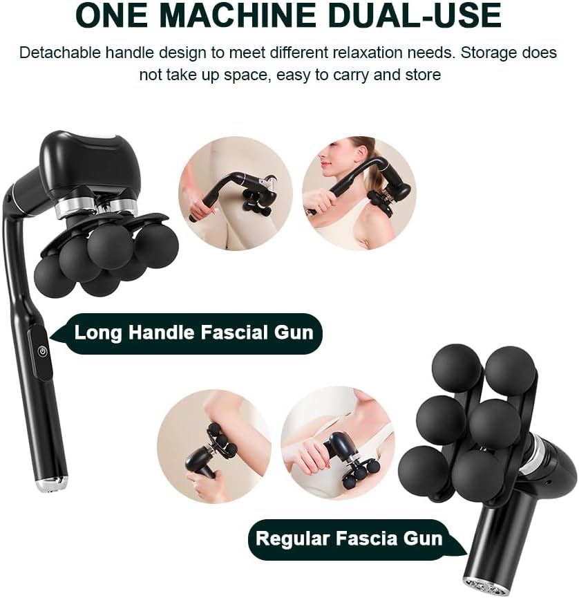 Massage Gun with Extension Handle, 2-in-1 Back Massager Gun
