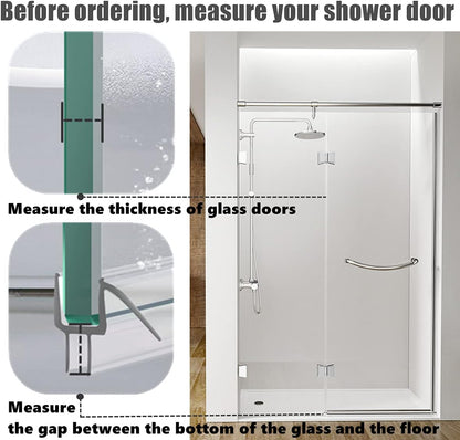 2-Pack Frameless Shower Door Bottom Seal (1/4'' X 39'') Clear Glass Shower Door Sweep Strip can Covers up to 23mm Gap - Stop Leaks