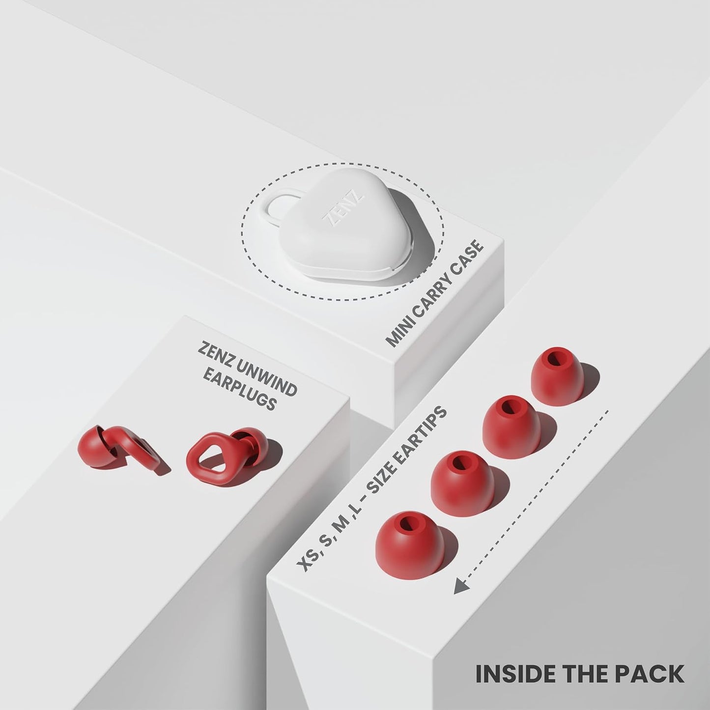 Zenz Unwind Ear Plugs for Sleeping Noise Reduction - Comfy Reusable Soft Silicone Earplugs for Focus, Study, Work - 8 Pair Eartips in XS/S/M/L - 27dB Hearing Protection with Storage Case - Onyx Black