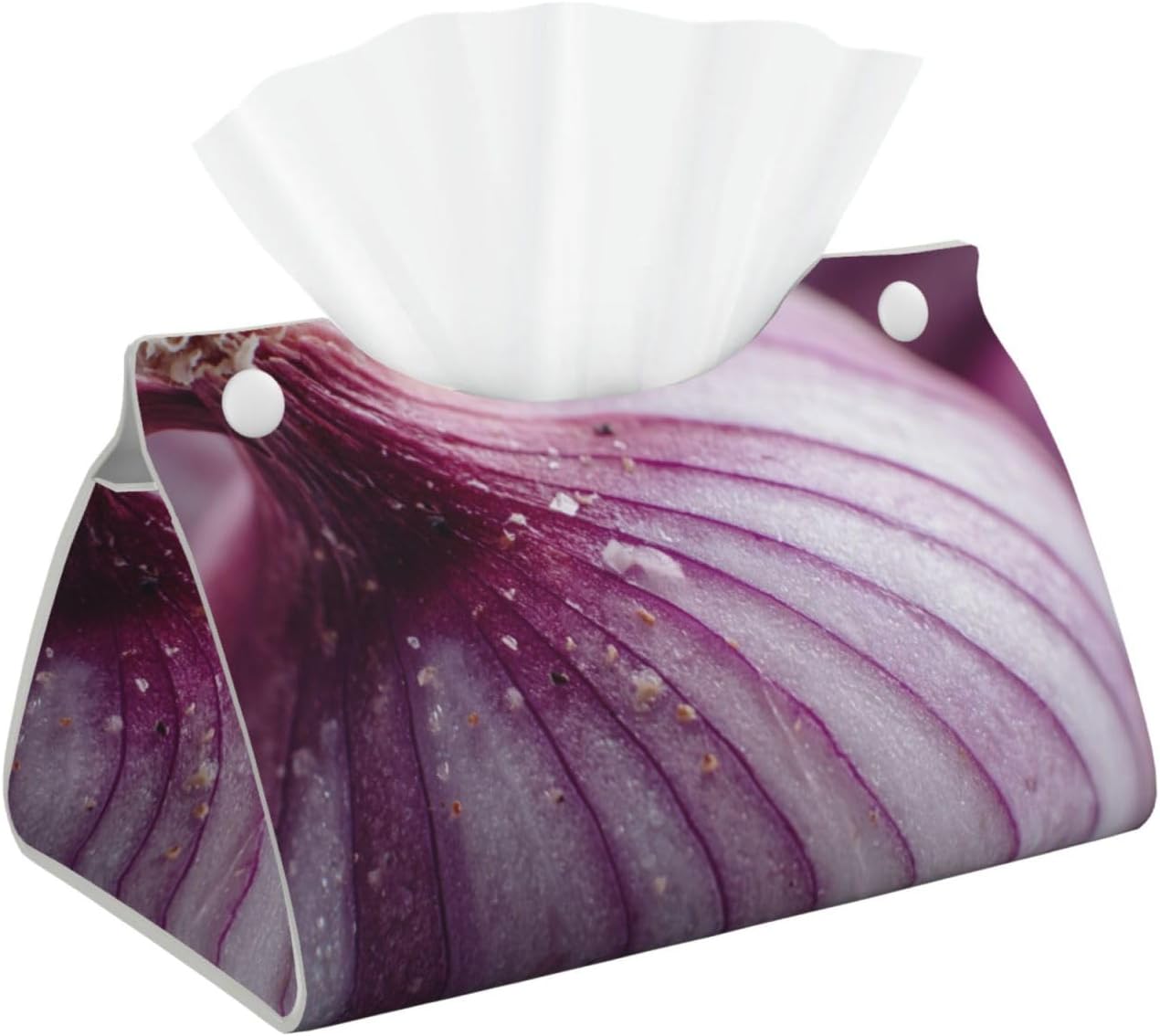 Cut Onion Tissue Box Cover Rectangle Pu Leather Tissue Box Holder for Car Bathroom Bedroom Desk Tabletop Decor