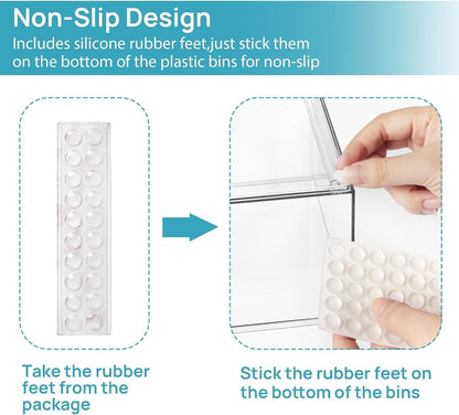 Vtopmart Clear Stackable Storage Drawers Set of 6, Plastic Organizer Bins | Multi-purpose Boxes for Bathroom Accessories Storage, Ideal for Cabinet, Shelf, Pantry, Laundry Room Organization