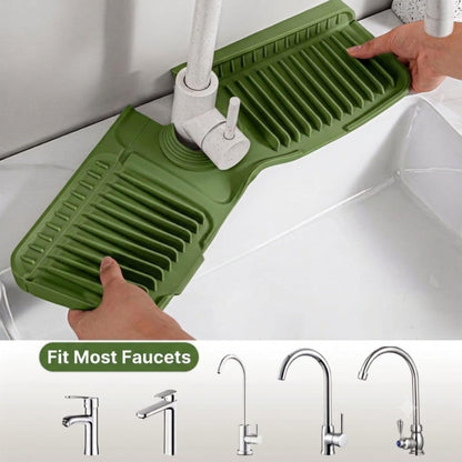 24 Inch Longer Faucet Mat for Kitchen Sink, Silicone Sink Faucet Mat Splash Guard 5° Slope Premium Kitchen Sink Splash Faucet Guard, Fast Self-Draining Mat (gray)