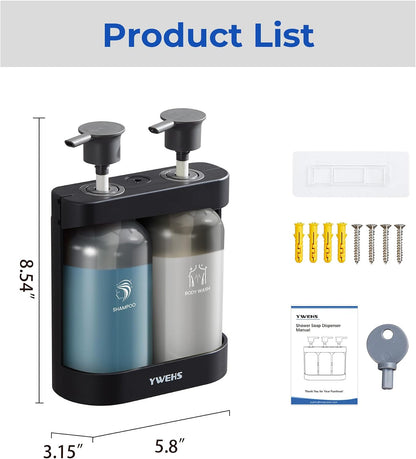 Shampoo and Conditioner Dispenser Shower Soap Dispenser 3 Chamber No Drill Shampoo Dispense for Shower Wall Mounted Shower Shampoo Dispenser 3 Chamber for Bathroom Hotel 3 * 13.37 fl.oz Black