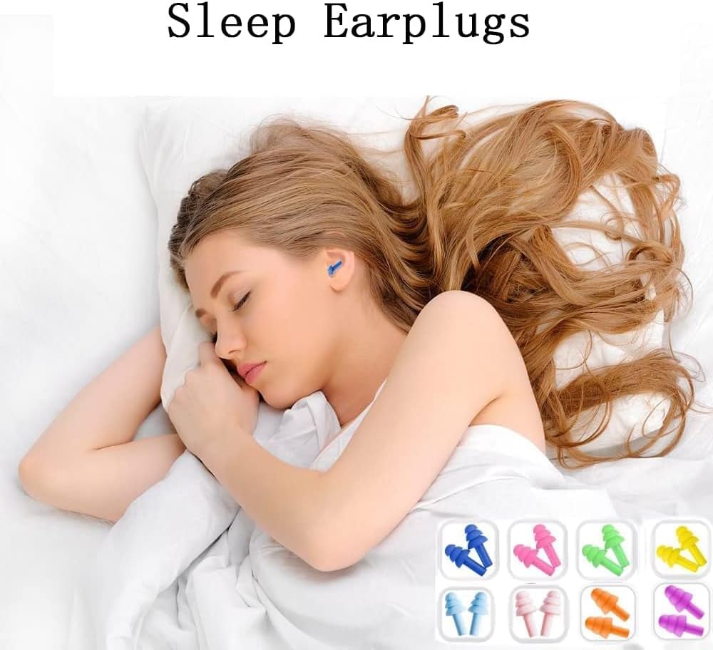 Earplugs for Sleeping Noise Cancelling, 8 Pairs Reusable Ear Plugs