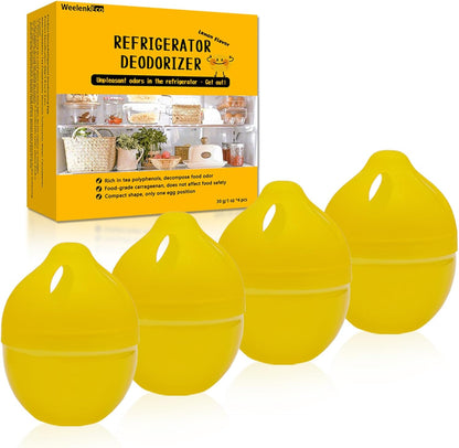 Refrigerator Deodorizer, More Effective Than Baking Soda(4Pcs/Lemon Flavor) | Removes stubborn fridge odors, food-grade raw materials with natural tea polyphenol extracts, 60–90 day lifespan