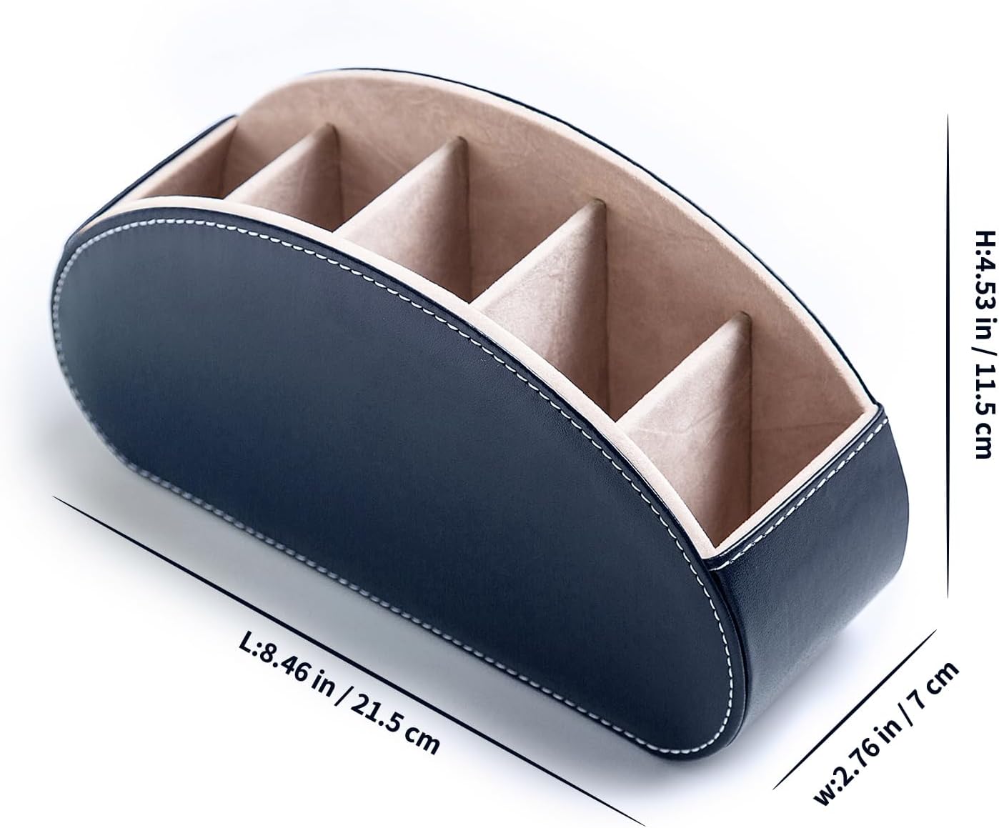 Remote Control Holders Organizer Box with 5 Compartment PU Leather Caddy | Multi-functional Office Desk Storage Caddy Store Tv Remote for Media Player,Brush,Pencil,Glassees&Office Supplies