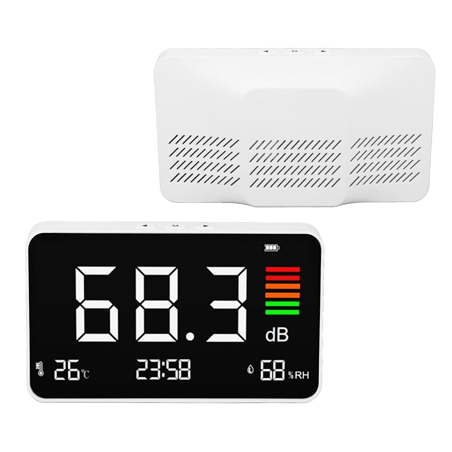 Digital Sound Level Meter 30-130dBA with Temperature Humidity Detection for Home School Library Desktop DM219N