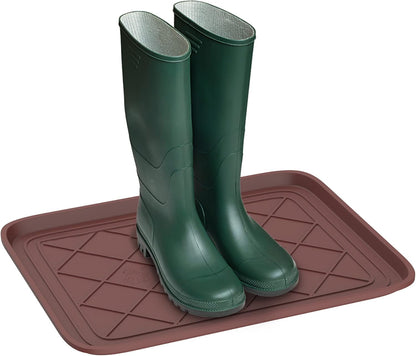 All-Weather Boot Tray - Water-Resistant Plastic Mud Pan, Pet Food Tray, and Outdoor or Indoor Shoe Mat for Entryway by Stalwart (Black)