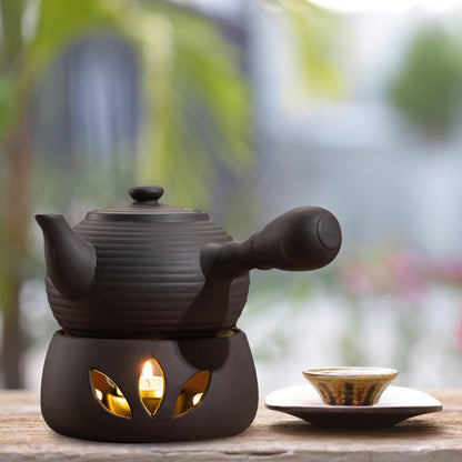 1 Set Ceramic Teapot Warmer Heating Base, Japanese Style 4.72x2.36 Inch Non-Slip Mat, Home Office Tea Coffee Milk Candle Holder Desktop Decor