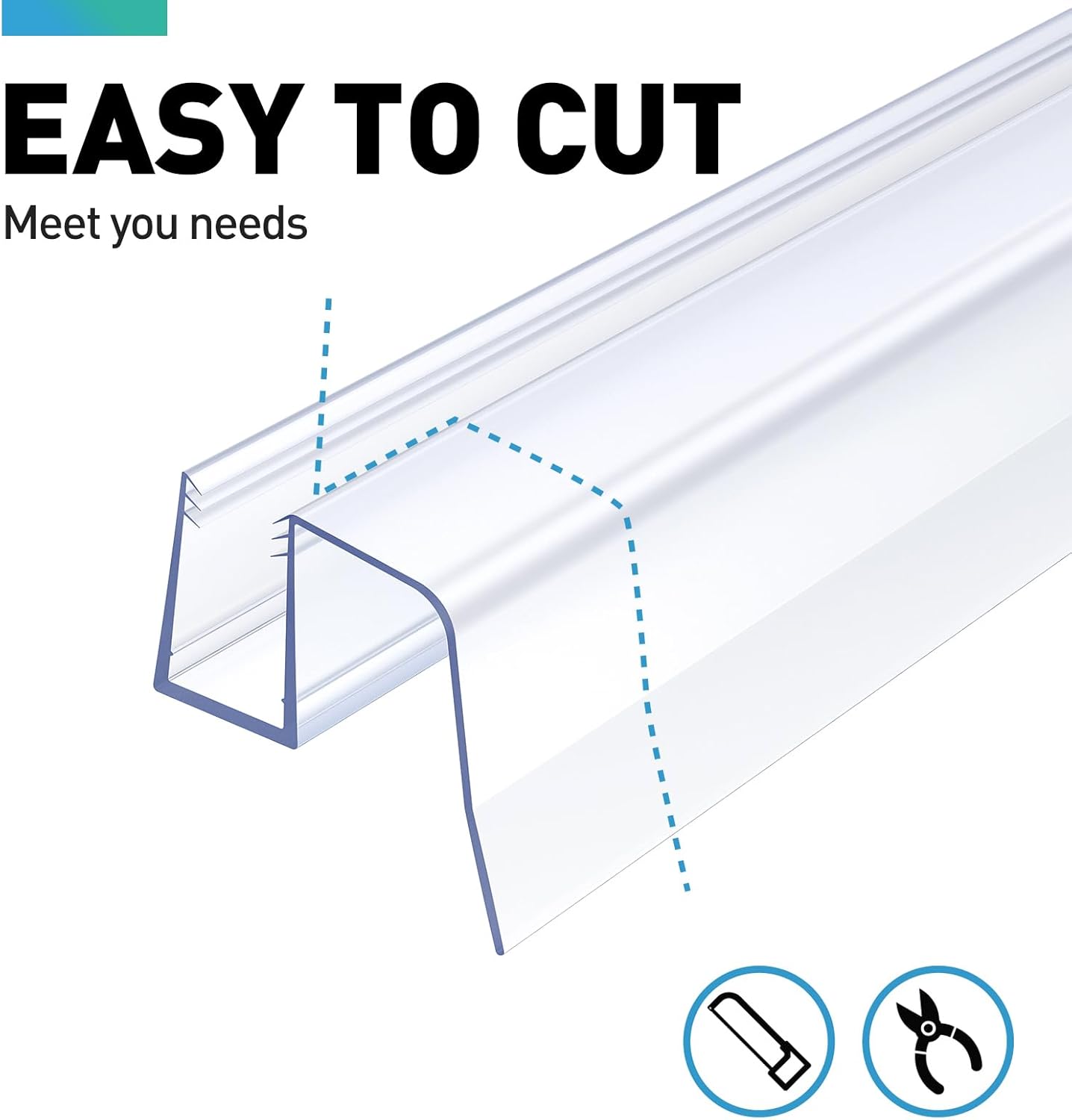 Sliding Shower Door Bottom Seal,2 PCS 3/8" x 36" | Sliding Shower Door Sweep for 3/8Inch Glass, Frameless Glass Door Seal Strip Stop Shower Leaks and Create a Water Barrier