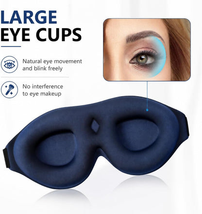 ALASKA BEAR Memory Foam Sleep Mask, Contoured Eye Cups for Women Men, Blue