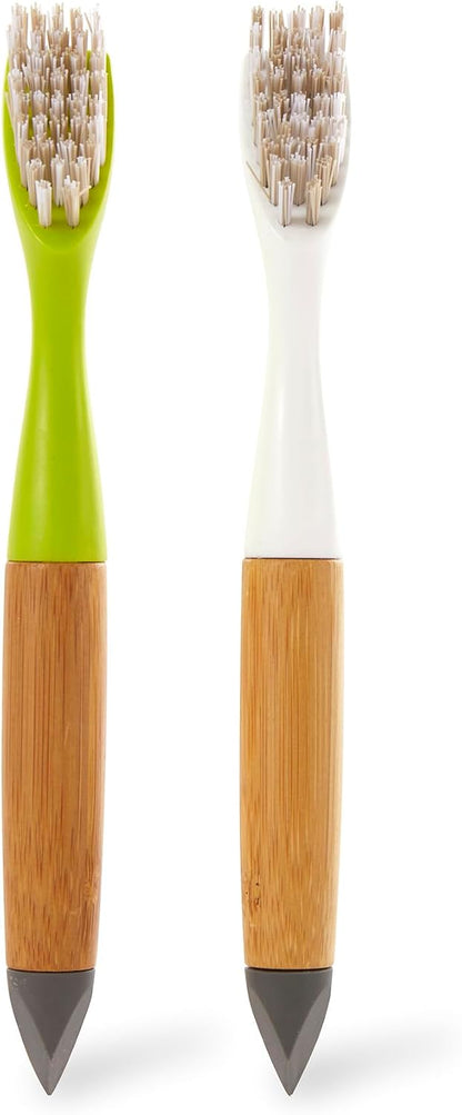 Full Circle Every-Crevice Detail Brush for Grout, White | Tough bristles & a sustainable bamboo handle reach deep into crevices, showers & grout