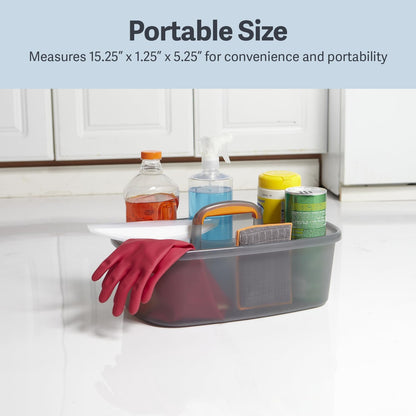 Casabella Plastic Multipurpose Cleaning Storage Caddy with Handle, 1.5-Gallon, Clear