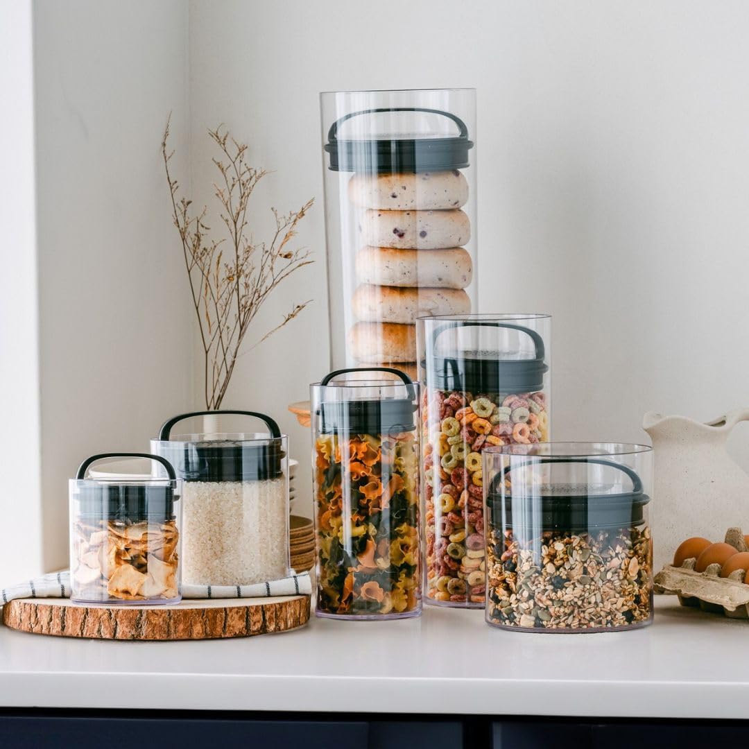 Prepara Evak Fresh Saver Plastic Airless Canister (10"x4.75"x4.75"), Medium/Tall - Shatterproof Container BPA-Free