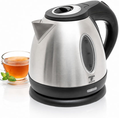 Moss & Stone Red Stainless Steel Electric Kettle, 1.2L Cordless 1500W | Small, portable hot water tea kettle, fast boiling pot, boil-dry protection, auto shut-off, blue Illuminate LED light