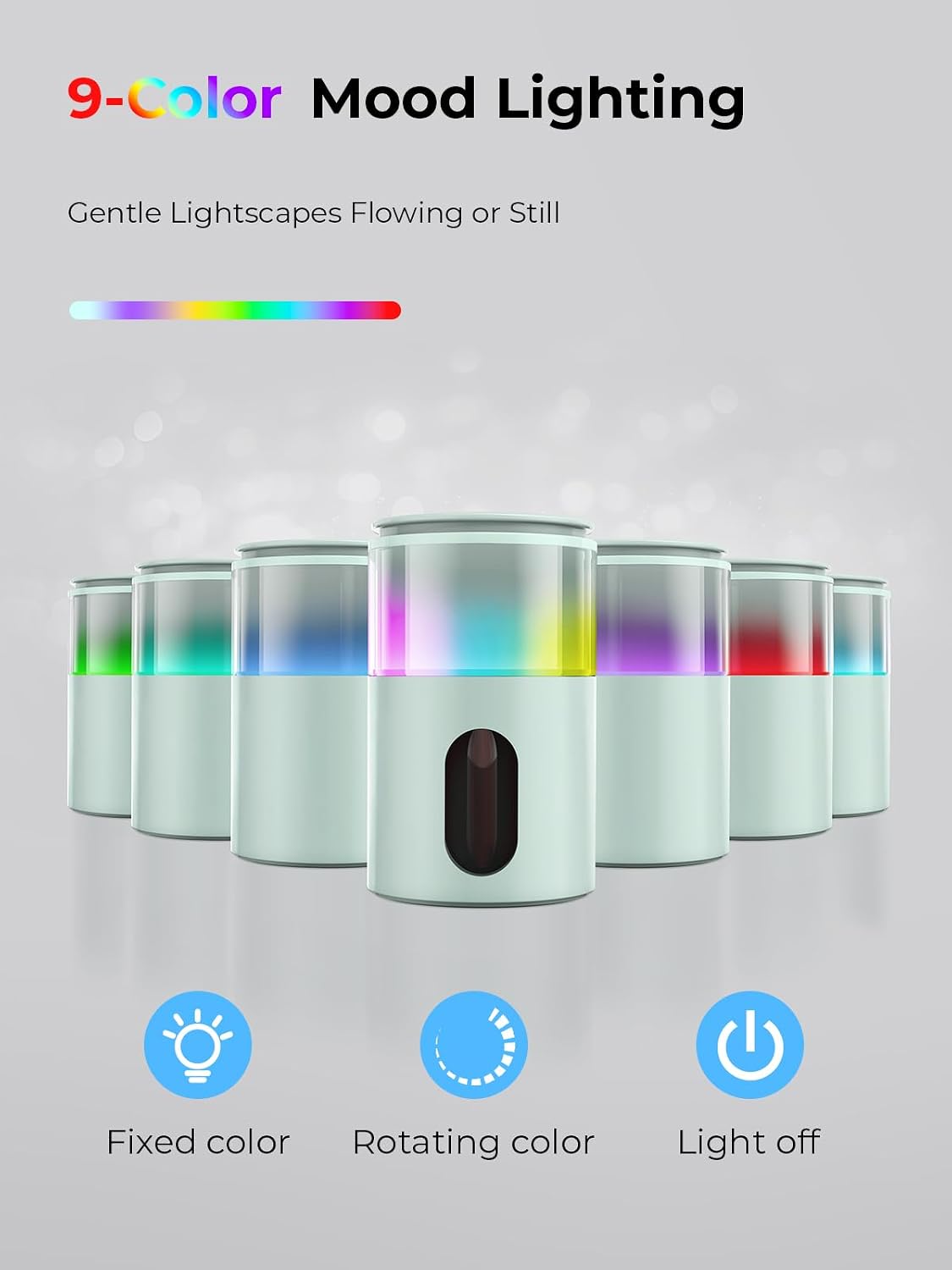 Waterless Essential Oil Diffuser: 𝟗-𝐂𝐨𝐥𝐨𝐫 𝐋𝐄𝐃 for Home