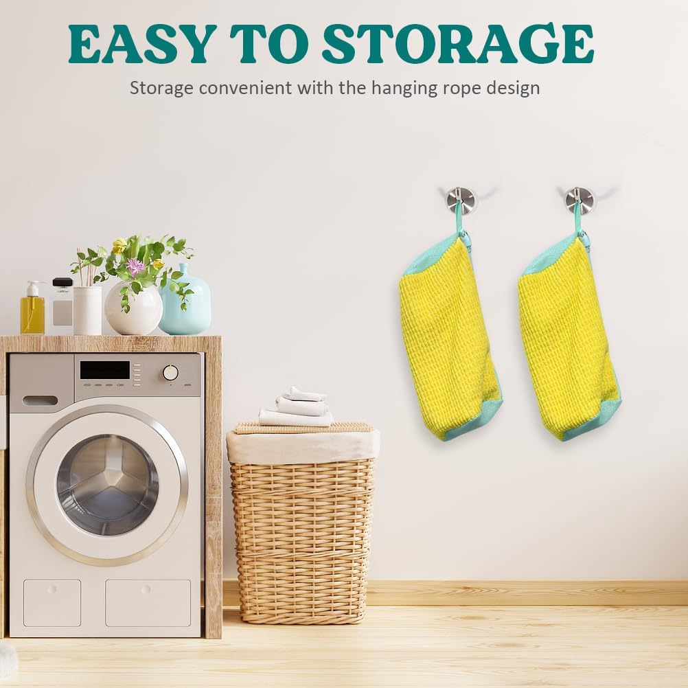 Shoe Washing Machine Bag 2 Pack, Laundry Shoe Bag for Washer and Dryer | 360°Deep Clean Durable Shoes, Reusable Shoe Cleaner Bags, Sneaker Washing Machine Bag, Yellow