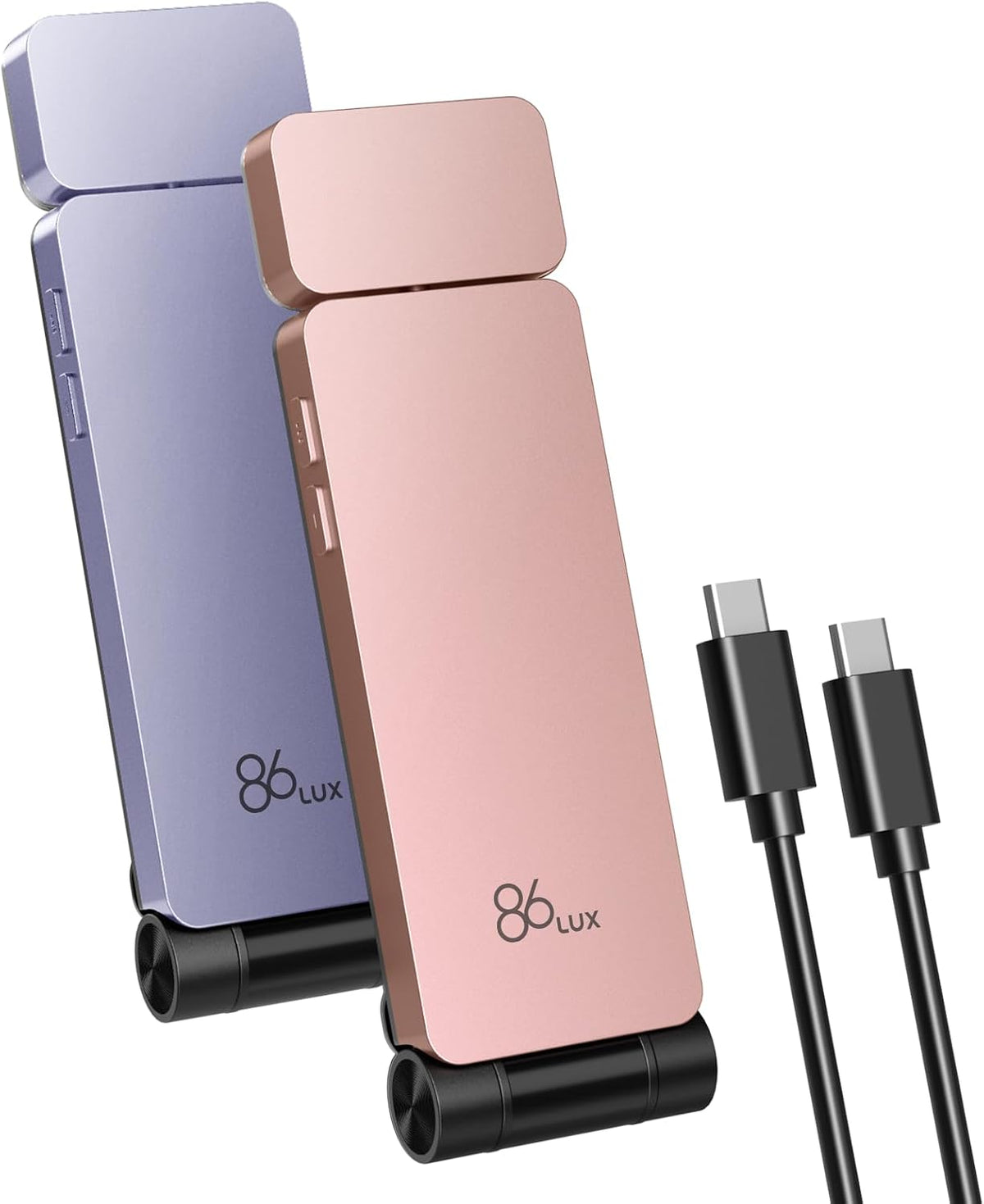 86lux Reading Light, Rechargeable Book Light for Reading in Bed, Ultralight Clip-on LED Bookmark Lamp with 3 Amber Colors & Stepless Dimming for Night Reading for Book Lovers, Kids, Pink Brown&Purple